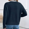 thumbnail image 5 of YueHuiYing Women's Fashionable Lace-trimmed V-neck Sweater In Solid Color Loose Long-sleeved Knitted Sweater, 5 of 5