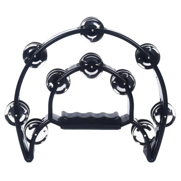 Pandereta metálica en forma de media luna Instrumentos musicales Instrumentos metálicos de mano Percusión con mango ergonómico Panderetas para adultos Pandereta metálica de mano Percusión