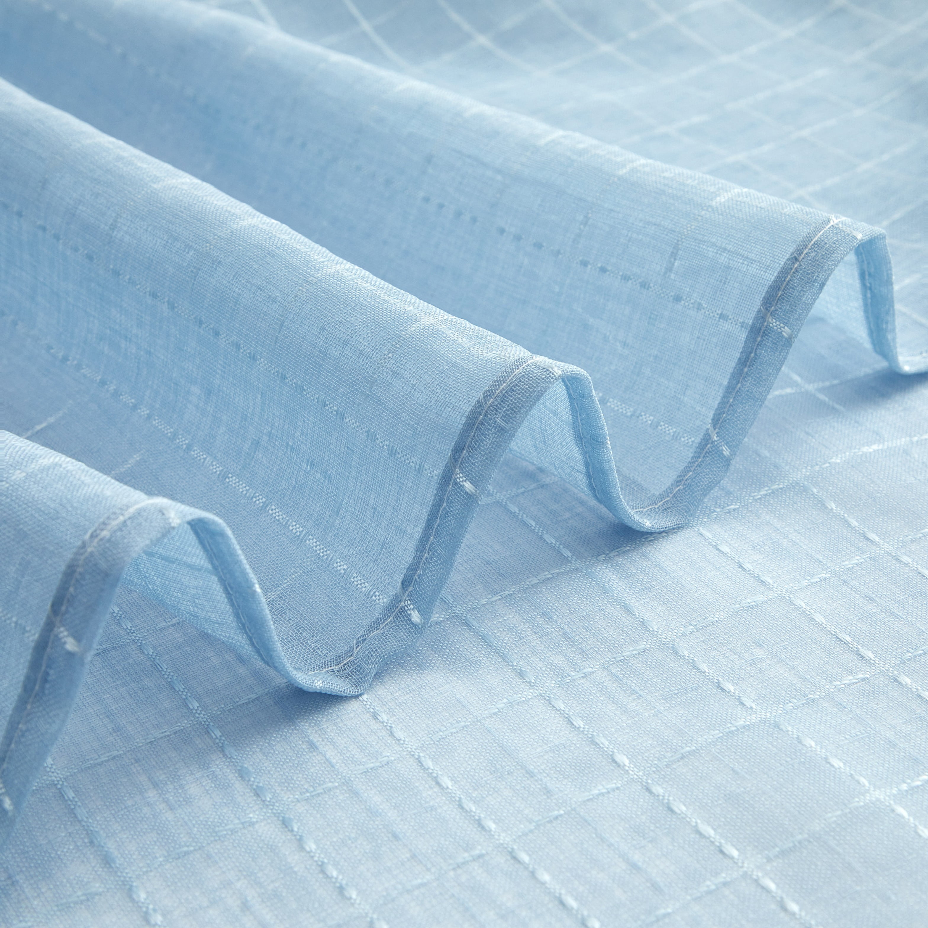 Mainstays Windowpane Sheer Curtain Panel Pair, Set of 2, Placid Blue, 38"W x 84"L