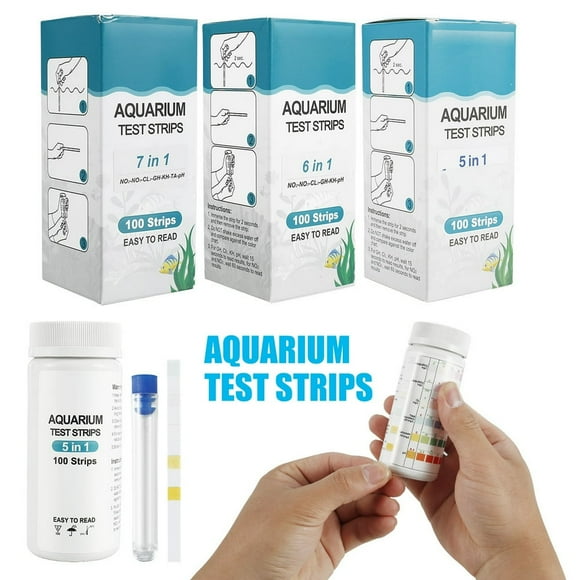 MesaSe 100Pcs Aquarium Test Strips 7 in 1 Fish Tank Test Kit Freshwater Saltwater Aquarium Water pH Test Strips Kit for Total Hardness Nitrate Nitrite Free Chlorine Carbonate pH Value Tot
