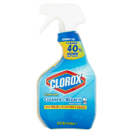 Bundle - Clorox Clean-Up All Purpose Cleaner with Bleach, Spray Bottle, Fresh Scent, 32 Ounces & Clorox Cushioned Bath Mat, White, 17