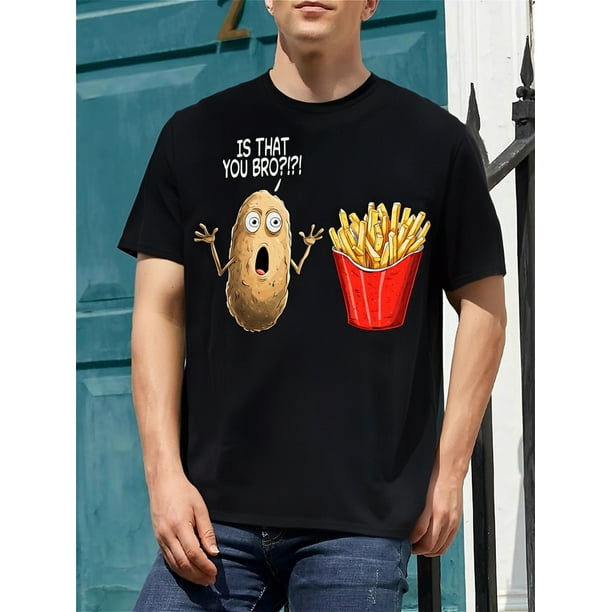 Funny Hamburger Tshirt Fry Day French Fries T-Shirt, Men's T-Shirt, 220g Tee For Adult, Men, Women, Teen, Teenager, Adolescent,Youth