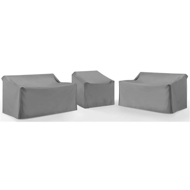 Pemberly Row Covers 3-Piece Vinyl Outdoor Sectional Cover Set in Gray