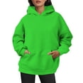 thumbnail image 2 of XIAOCHA Womens Hoodies Long Sleeve Drawstring Hooded Sweatshirts Solid Color Cropped Fit Kangaroo Pocket Hooded Simple Sport Wear, 2 of 6