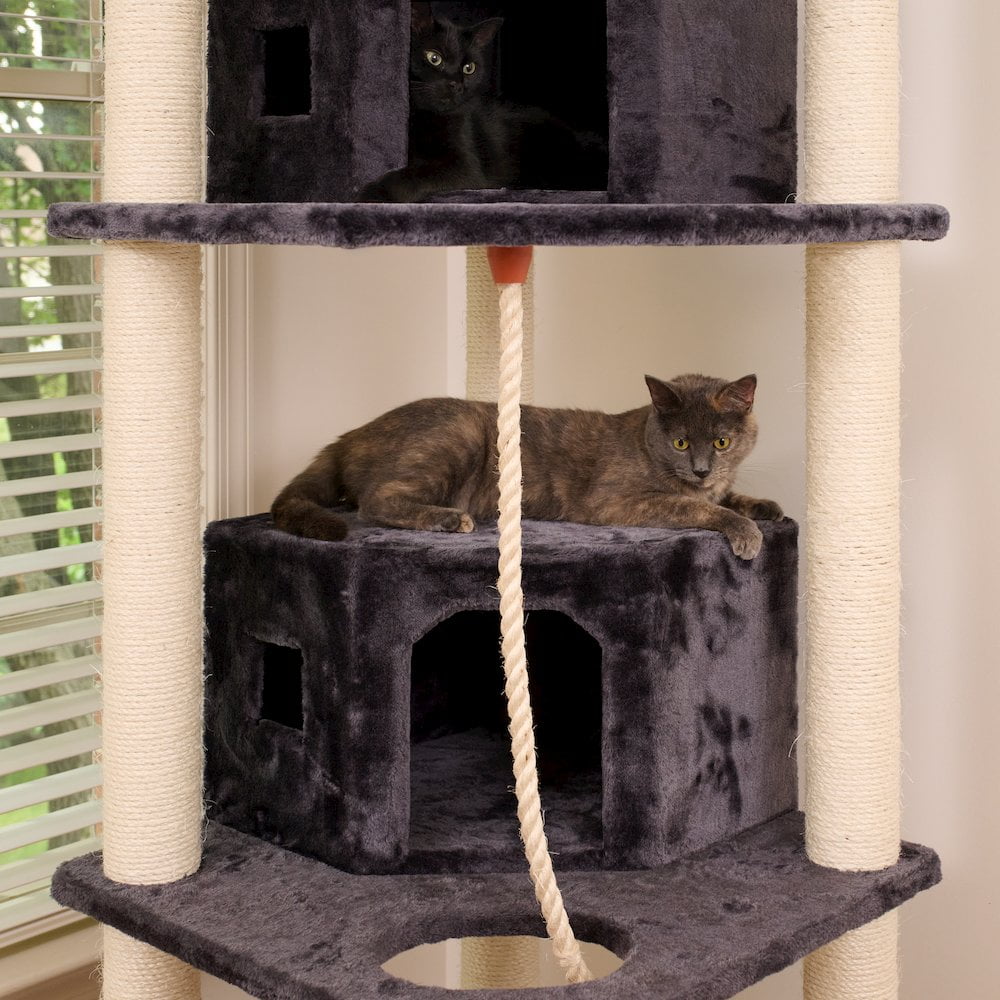 Armarkat 82 Inches Multi-Level Big Cat Tree. Tall Multi-Cats Tower with 2 Big Cat Condos