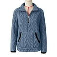 thumbnail image 4 of ClodeEU Women's Lapel Collar Half Zip Jacquard Long Sleeve Fleece Pullover With Pockets Blue,Womens Plus XXL, 4 of 5