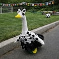 thumbnail image 3 of Soccer Porch Goose Outfit with Ball Print Top, Black Pleated Skirt, Bow and Whistle, Sports Fan Yard Decor for Goose Statue, Game Day Front Porch Display, 3 of 5