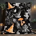 thumbnail image 2 of Halloween Witch Hat & Pumpkin Print Flannel Blanket - Soft Warm 280GSM Flannel, 3 Sizes (30x40in/50x60in/60x80in) for Travel, Camping, Sofa, Bed - Cozy Gift for Family & Friends, Halloween Decoration, 2 of 10
