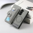 thumbnail image 2 of Dteck Magnetic Case for Samsung Galaxy Z Fold 7,Detachable Leather Card Slots Zipper Wallet Case Compatible with Mag Safe Ring Holder Kickstand Shockproof Cover,Gray, 2 of 8