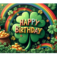 thumbnail image 4 of Green Shamrock Happy Birthday Banner with Rainbow Decoration for St Patrick's Day Celebration Party Photo Background, 4 of 8