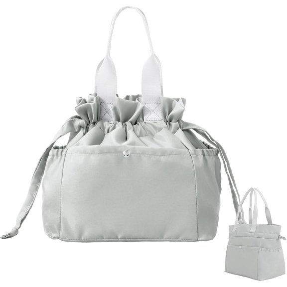 Lunch Bag for Women Men Drawstring Insulated Lunch Box Stain-Resistant Large Lunch Bags for Work Picnic Gray