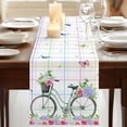 thumbnail image 3 of Table Runners 72 Inches Long Dress Scarves, Spring Farmhouse Kitchen/Dining Table Runner, Coffee Tablerunners, Bicycles Botanical Leaves Rose Colorful Stripes 16x72 Inch, 3 of 9
