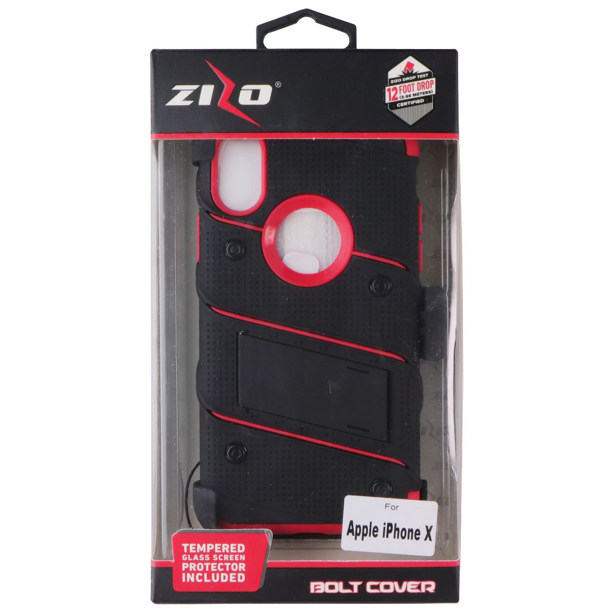 Zizo Bolt Cover Series (Case / Screen / Holster) for Apple iPhone X - Red/Black
