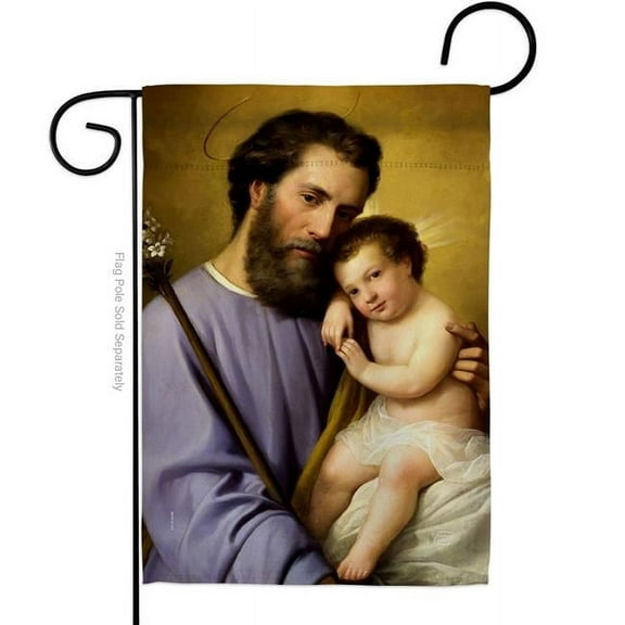 Ornament Collection  St Joseph & Infant Jesus Religious Faith Double-Sided Decorative Garden Flag, Multi Color