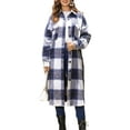 thumbnail image 2 of Kmbangi Women Coat Slit ?Plaid Printing Button-down Overcoat, 2 of 9