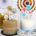 thumbnail image 4 of fastboy 4 Pcs Éventails en Papier Décoration Fête d'Anniversaire Ensemble de Décorations de Gâteau Doré Coloré Rond, Argent, 4 of 5
