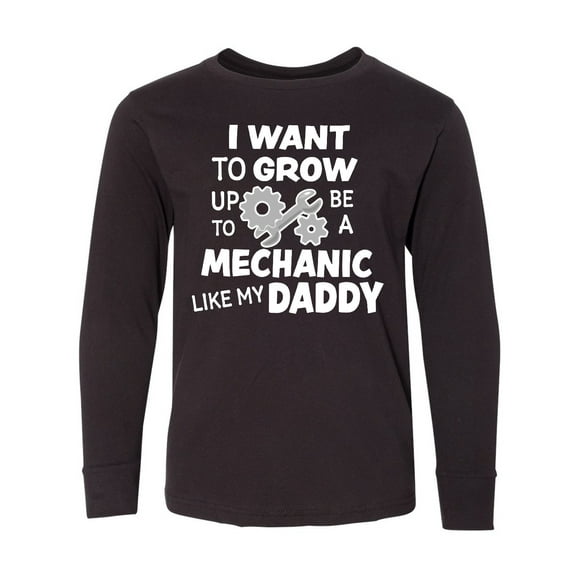 Inktastic I Want To Grow up To Be a Mechanic Like My Daddy Long Sleeve Youth T-Shirt
