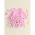 thumbnail image 7 of RUINIXCW Toddler Girl Birthday Dress Ruffle Long Sleeve Crew Neck Tiered Tutu Dress, 7 of 7