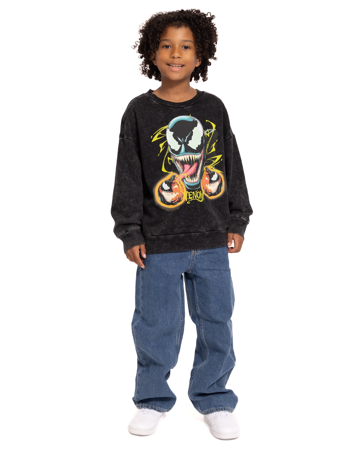 Venom Boys Halloween Graphic Crewneck Sweatshirt with Long Sleeves, Sizes 4-18