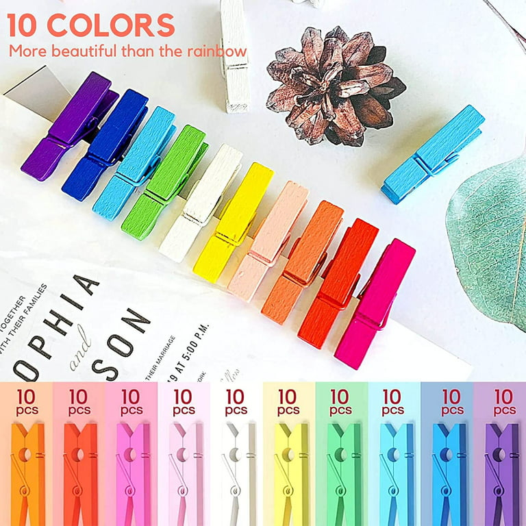 Incraftables Mini Clothes Pins for Crafts 100pcs Colored Pins for Photos  Clothespins Clips for Baby Shower, Display Artwork (1¼ inch)