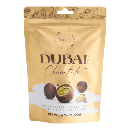 Beemax Dubai Chocolate Truffles – Milk Chocolate, Pistachio Cream & Kadayif – 4.94 oz
