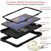 Galaxy Tab A8 10.5 Case (SM-X200/SM-X205) - TECH CIRCLE [with Shoulder/Hand Strap & Rotating Kickstand] Protective Rugged Case Cover for Samsung Galaxy Tab A8 10.5-inch Tablet, Black