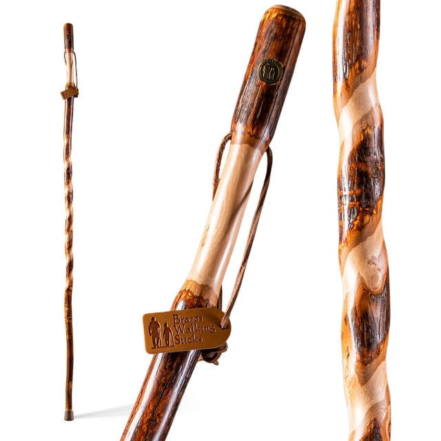 Bastón de madera rústica Brazos, nogal retorcido, mango tradicional, para hombre y mujer, fabricado en EE. UU., 122 cm