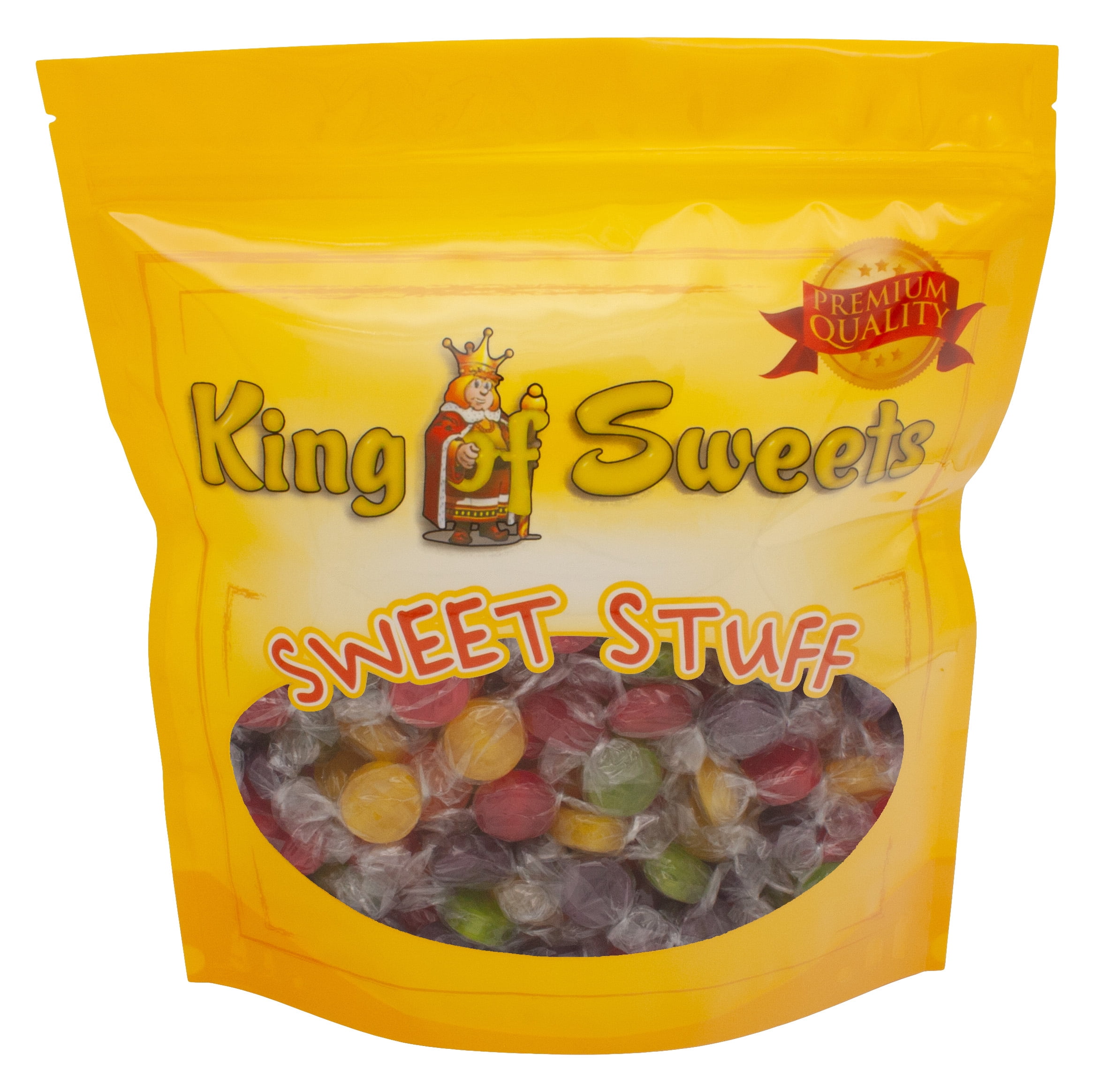 Columbian Assorted Fruit Buttons 5 Pounds Sugar Candy for Candy Dishes, Easter, Halloween and More in a Resealable Bulk King of Sweets Bag