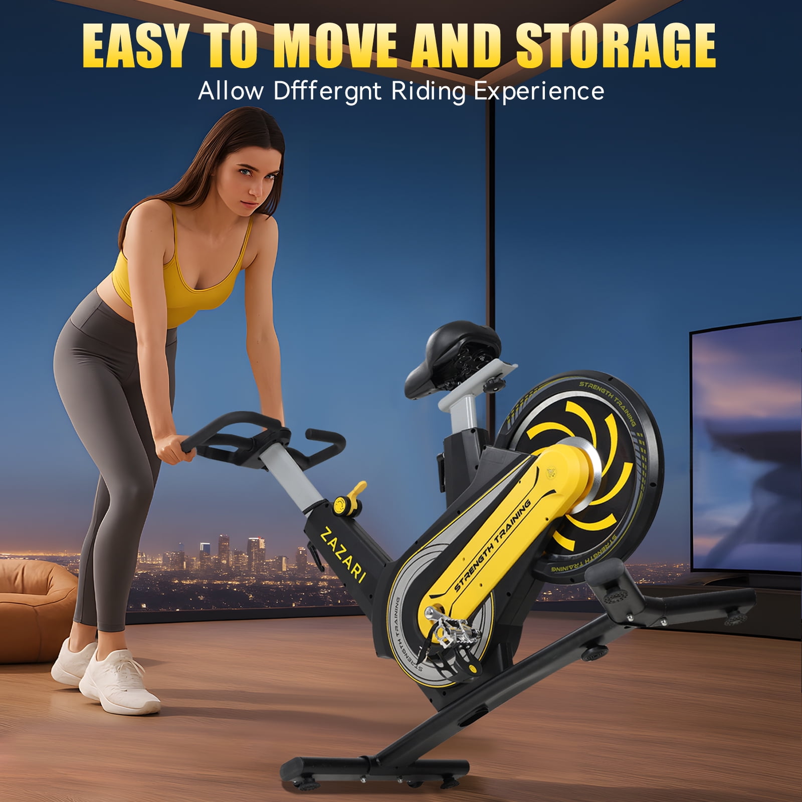 ZAZARI Indoor Cycling Bike with 7-Level Resistance and Silent Belt Drive