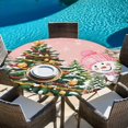 thumbnail image 6 of Snowman Christmas Round Tablecloth, Fitted Table Cover with Elastic for 36"-44" Round Tables, Green Xmas Tree Ball Snowflake Winter Table Cloth Outdoor Indoor Dinning Party Waterproof Tablecloths, 6 of 7