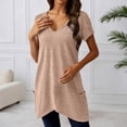 thumbnail image 3 of Tunic Tops for Women Summer Short Sleeve V Neck Irregular Hem Casual Plain Long T Shirts with Pockets, 3 of 6