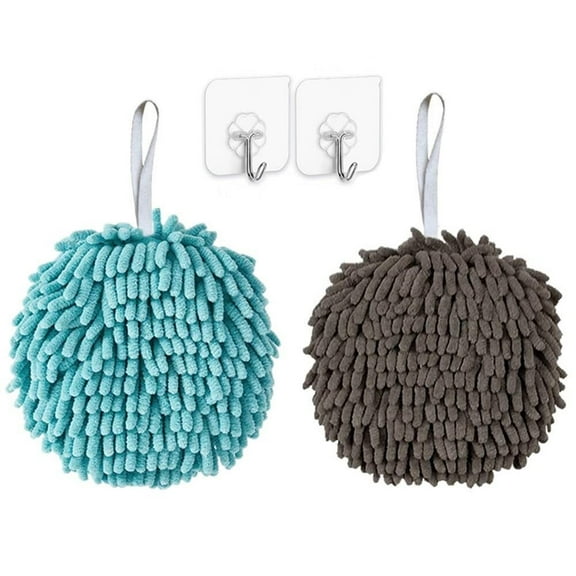 3 Penguin Cute Chenille Hand Towels for Bathroom, Hanging Hand Towel with Hanging Loop, Funny Cartoon Animal Kids Hand Towel Set Kitchen, Absorbent Thick Microfiber Hand Towel (Blue Grey Pink)