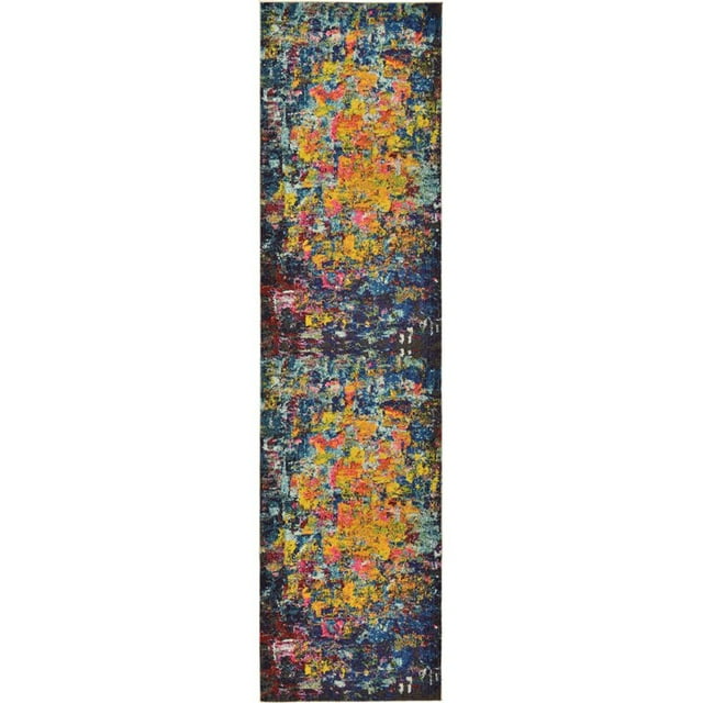 Unique Loom Estrella Zone de Couleur Foncée Tapis 2' 7 x 10' Runner Multi/bleu Marine