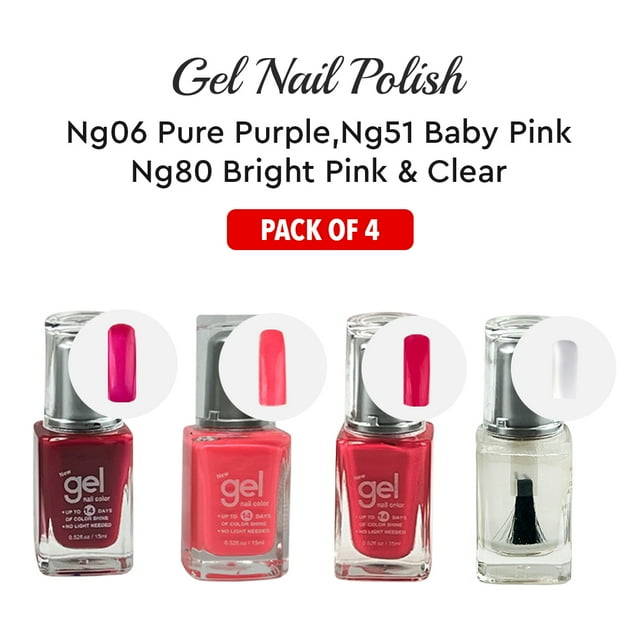 Ebo Gel Nail Polish Long Lasting Gel Set 4 color Gold, Baby Pink