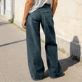 thumbnail image 4 of WERYOUNG Women's Casual Pants Solid Color High Waist Everyday Wear Relaxed Fit Wide Leg Denim Trousers Party Night Versatile Cozy Pant, 4 of 6