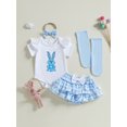 thumbnail image 4 of My First Easter Baby Girl Outfit Bunny Eggs Short Sleeve Romper + Layered Ruffle Bloomers Tutu Skirt Shorts + Socks + Headband 4Pcs Cute Clothes Set, 4 of 8