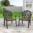 thumbnail image 2 of Hzzkey All-Weather Rust-Resistant Aluminum Armchair Set (2-Piece) with Brown Cushions for Patio, Balcony & Pool,Black, 2 of 10