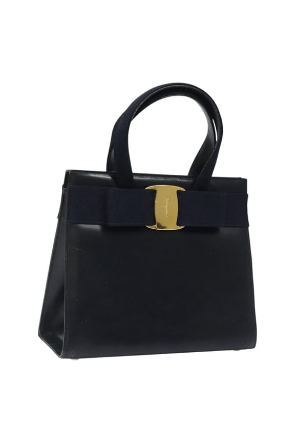 Pre-Owned Salvatore Ferragamo Convertible Vara Bow Tote Leather Navy Leather Bag