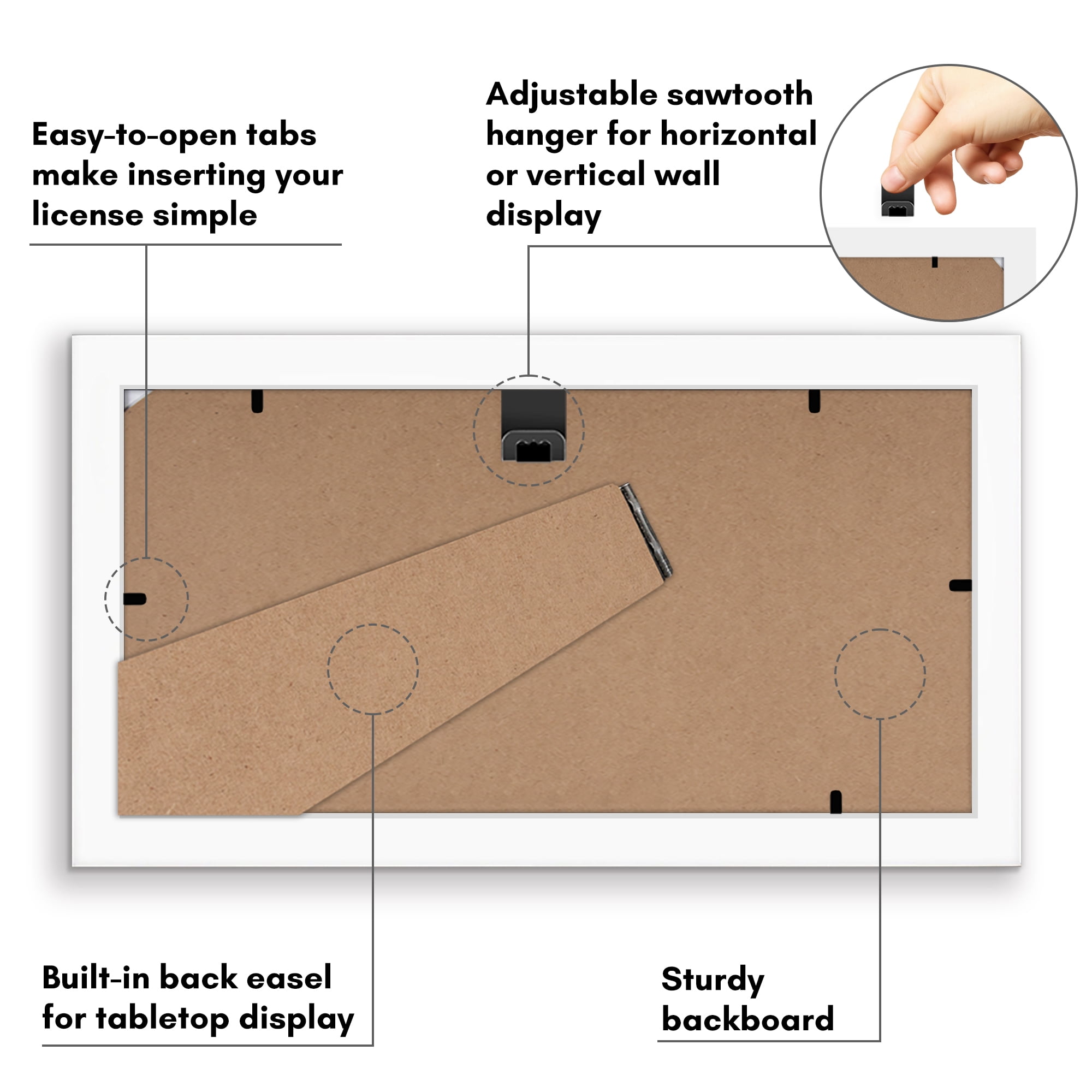 Americanflat 5x10 Picture Frame with Shatter-Resistant Glass with 3.5x8 Mat 2 Pack Business License - White