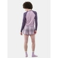 thumbnail image 3 of No Boundaries Long Sleeve Tee and Flannel Shorts Pajama Set, 2-Piece, Women’s and Women’s Plus, 3 of 5