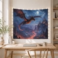thumbnail image 5 of Dragon Flying Over a Moonlit Castle Valley, Adventurous Fantasy for Dragon Lovers, Mythic Castle Wall Decor, Halloween Gift, Tapestry Wall Hanging for Bedroom and Gaming Room, 5 of 6