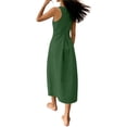 thumbnail image 4 of Ayolanni Sleeveless Dresses for Women Crew Neck Cotton Linen Green A-Line Maxi Dress Solid Work Going Out Flowy Sundress L, 4 of 9