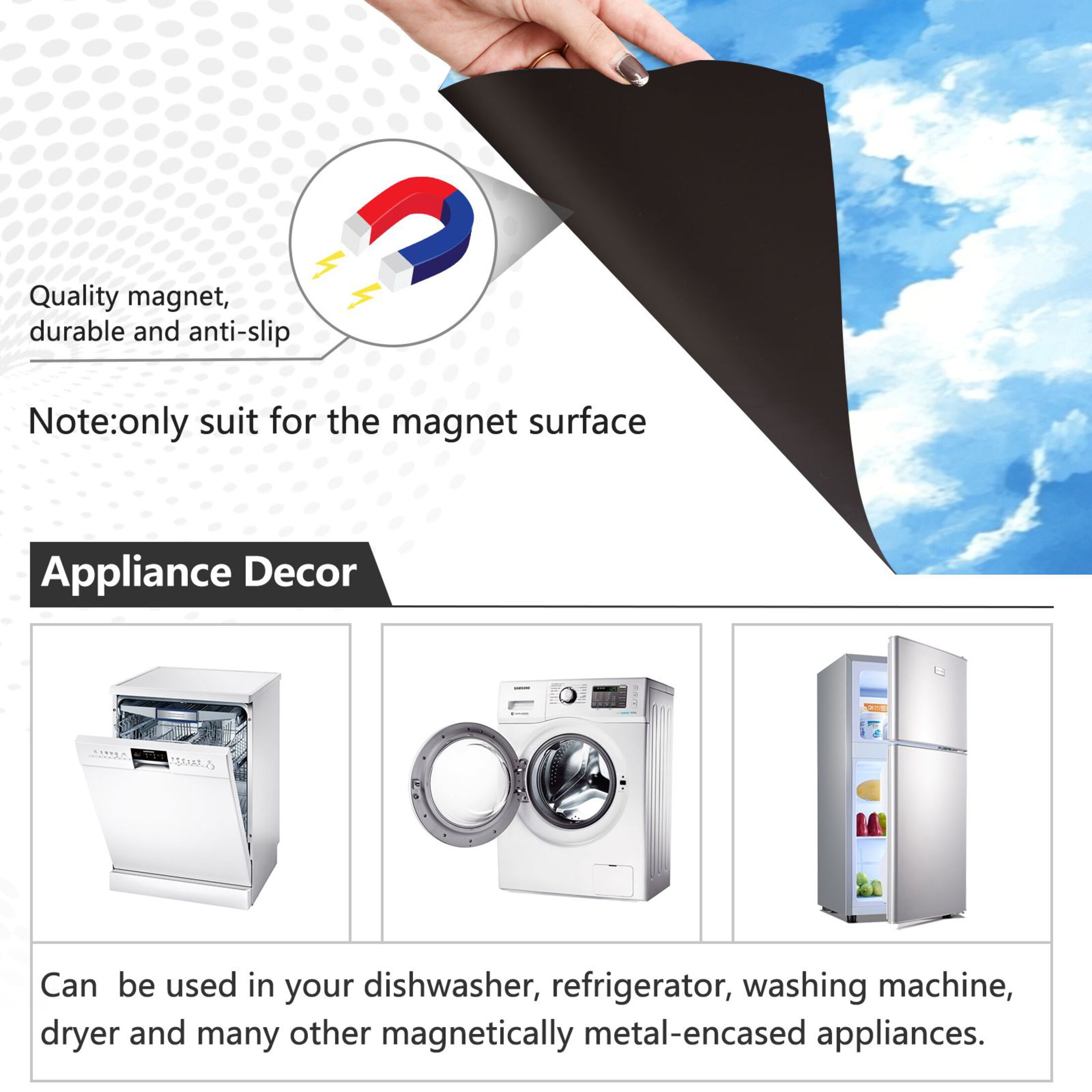 Dishwasher Magnetic Sticker 23x26 Inch Refrigerator Magnetic Sticker Washing Machine Magnetic Sticker Kitchen Panel Magnetic Sticker Home Decor Beautiful Cartoon Blue Sky