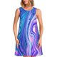thumbnail image 1 of Easygdp Swirl Blue And Purple para Vestido Transpirable de Mujer, Vestido Suelto de Manga Corta con Pliegues y Bolsillos para el Verano, 1 of 1