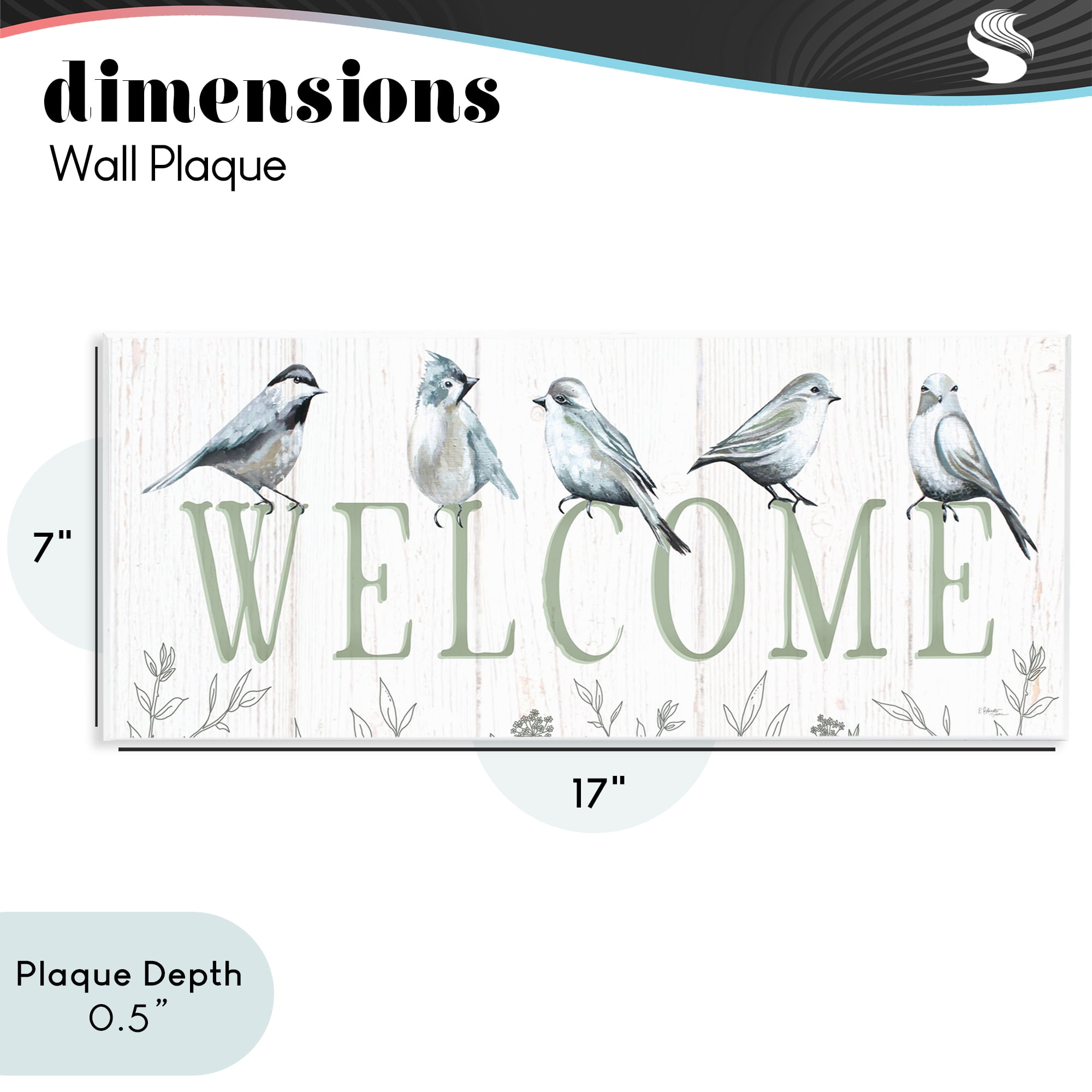 Stupell Industries Delicate Welcome Birds Wall Plaque Art, design by Elizabeth Tyndall