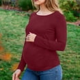thumbnail image 2 of Annhoo Women's Long-Sleeved Maternity Shirts Soft Crew Neck Solid Color Pullover Dressy Comfy Tunic Pregnant Basic Tops, 2 of 7