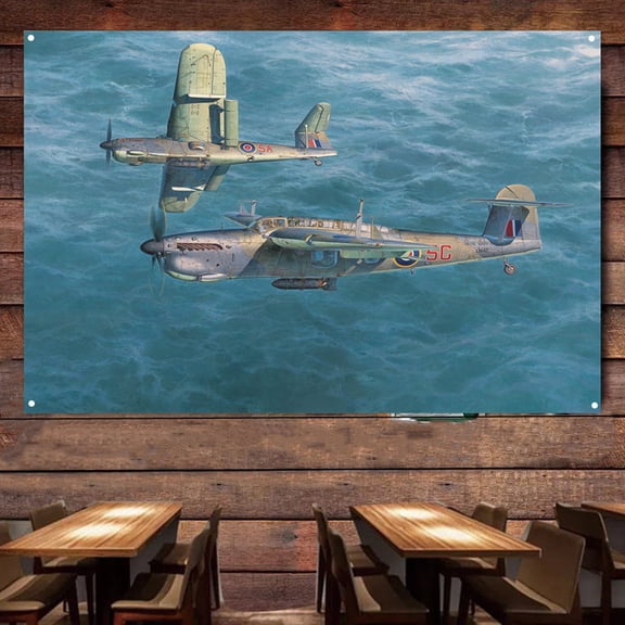 Barracuda Mk II Bomber Fighter Poster Wall Chart - Air Force Military Art Banner Wall Hanging Flag - Fighter Jet Canvas Painting Tapestry For Living Room Bedroom Decor 38" x 57"