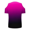 thumbnail image 6 of Cavosen Womens Casual Tops Short Sleeve Summer Off Shoulder Sleeve Dressy T Shirts Pullover Tunic V Neck Loose Blouse Gradient Trendy Shirts Resort Vacation Tees Pink 2XL, 6 of 6