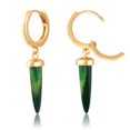 thumbnail image 5 of 18K Gold Plated Sterling Silver Artificial Malachite Spike Drop Huggie Earrings, 5 of 6