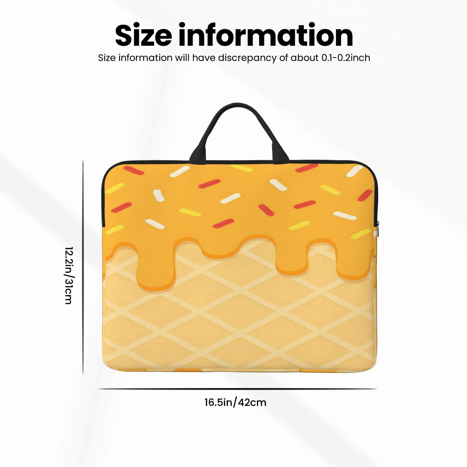 Laptop Sleeve Bag For Women Men 14inch Waterproof Durable Protective Computer Carrying Cover Handle Laptop Case Bag Ice Cream Orange